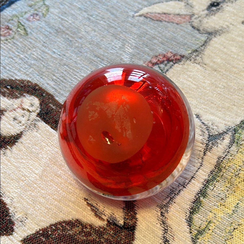 Red Glass Apple Paperweight - Picture 5 of 5